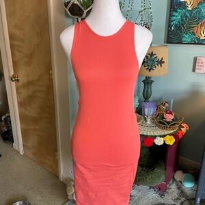 Primark Coral Sleeveless Midi Bodycon Dress